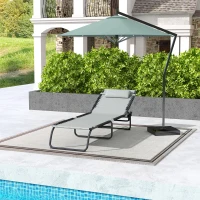 Outsunny Folding Sun Lounger, with Four-Position Back - Light Grey(m-10)