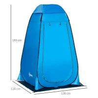 Outsunny Tenda de Duche Tenda de Privacidade Portátil com 1 Gancho Bolso Bolsa de Transporte e UV20+ 126x124x189 cm Azul(m-3)