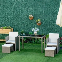 Outsunny 5 Piece Rattan Wicker Weave Sofa Set, Grey(m-12)