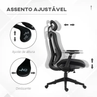 Vinsetto Cadeira de Escritório de Malha Reclinável com Apoio para a Cabeça Ajustável e Suporte Lombar 70x66x120-128 cm Preto(m-4)