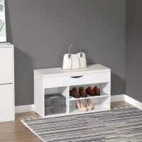 Homcom Banca Pantofi Alba 80×30×47 cm – Cu Sertar & sezut Rabatabil(m-11)