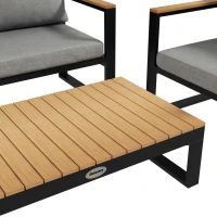 Outsunny Salotto da Giardino con Divano da Esterno, 2 Poltrone e Tavolino in Alluminio, Grigio(m-9)