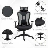 Vinsetto Cadeira de Escritório de Malha Reclinável com Apoio para a Cabeça Ajustável e Suporte Lombar 70x66x120-128 cm Preto(m-9)