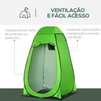 Outsunny Tenda de Duche Tenda de Privacidade Portátil com 1 Gancho Bolso Bolsa de Transporte e UV20+ 126x124x189 cm Verde(m-4)