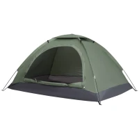 Outsunny Tenda de Campismo 2 Pessoas Dobrável com 2 Janelas de Malha Bolso Interior Bolsa de Transporte 206x152x110 cm Verde(m-11)