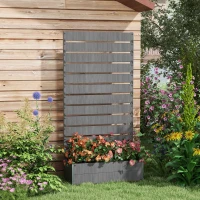 Outsunny Raised Bed for Garden, Planter with Trellis for Climbing Plants, Vines, Planter Box with Drainage Gap, Dark Grey(m-10)