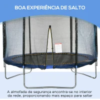 SPORTNOW Trampolim de Exterior Ø305x250 cm Trampolim para Crianças e Adultos com Rede de Segurança e Escada Azul(m-5)