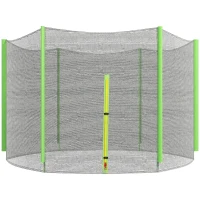SPORTNOW Rete di Protezione per Trampolini a 6 Pali con Ingresso con Cerniera, in PE, Ø305x180 cm, Nero e Verde(m-10)