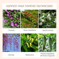 Outsunny Conjunto de 2 Treliças de Jardim Suportes para Trepadeiras de Aço com Antioxidante para Plantas no Pátio 45x150 cm Preto(m-4)