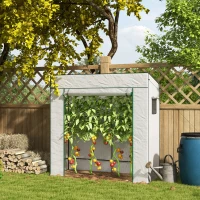 Outsunny PE Cover Walk-in Outdoor Greenhouse, White(m-10)