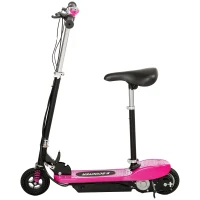 HOMCOM Steel Ride on Powered Scooter, Folding E-Scooter with Warning Bell, 15km/h Maximum Speed, for 4-14 Years Old, Pink(m-11)