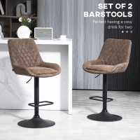 HOMCOM Set of Two Faux Leather Retro Bar Stools - Brown(m-4)