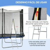SPORTNOW Trampolim de Exterior Ø305x250 cm Trampolim para Crianças e Adultos com Rede de Segurança e Escada Azul(m-6)