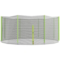 SPORTNOW Rete di Protezione per Trampolini a 8 Pali con Ingresso con Cerniera, in PE, Ø366x180 cm, Nero e Verde(m-10)