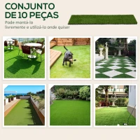 Outsunny Relva Artificial 30x30cm 10 Peças com Altura de 25mm Alta Densidade 11000 para Exterior Pátio Terraço Verde(m-7)