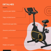 SPORTNOW Bicicleta Estática com Ecrã LCD Assento e Guiador Ajustáveis Volante 4 kg e Porta Garrafa  93x48,5x102-112 cm Preto(m-8)