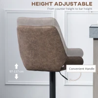 HOMCOM Set of Two Faux Leather Retro Bar Stools - Brown(m-5)