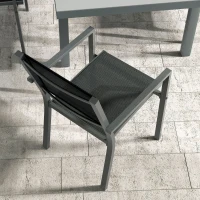 Outsunny Set da Giardino 7 Pezzi in Alluminio con 6 Sedie Pieghevoli e Tavolo Allungabile, Grigio e Nero(m-8)