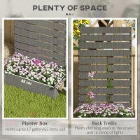 Outsunny Raised Bed for Garden, Planter with Trellis for Climbing Plants, Vines, Planter Box with Drainage Gap, Dark Grey(m-4)