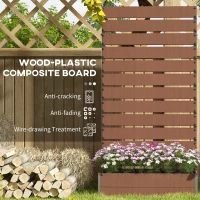 Outsunny Raised Bed for Garden, Planter with Trellis for Climbing Plants, Vines, Planter Box with Drainage Gap, Light Brown(m-5)