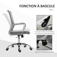 Vinsetto Lot de 2 fauteuils chaise de bureau ergonomique hauteur réglable pivotante 360° revêtement maille gris(m-5)