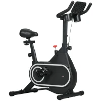 SPORTNOW Bicicleta Estática com Ecrã LCD Assento e Guiador Ajustáveis Volante 4 kg e Porta Garrafa  93x48,5x102-112 cm Preto(m-11)