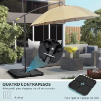 Outsunny Conjunto de Pesos para Base de Chapéu de Sol de 4 Peças Preenchível com 15 Litros de Água ou 19,5 kg de Areia Preto(m-4)