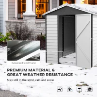 Outsunny 9x 6FT Metal Outdoor Garden Shed, Galvanised Tool Storage Shed w/ Sloped Roof, Lockable Door for Patio Lawn, Dark Grey(m-6)