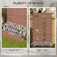 Outsunny 34 x 69.5cm Garden Planter Box, with Back Trellis, Brown(m-4)
