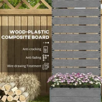 Outsunny 34 x 69.5cm Garden Planter Box, with Back Trellis, Grey(m-5)