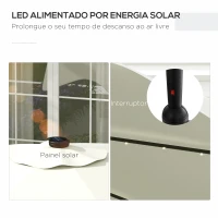 Outsunny Chapéu de Sol de Jardim Ø292x248 cm Chapéu de Sol com Manivela 32 Luzes LED Solares e 8 Hastes Creme(m-4)