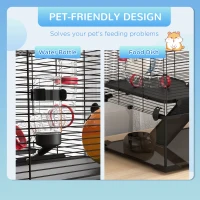 PawHut Gerbil Cage, Dwarf Hamster Cage, with Deep Glass Bottom, Tunnels, Ramps, Hut, Exercise Wheel, 78.5 x 48.5 x 57cm(m-7)