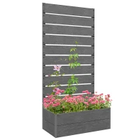 Outsunny 34 x 69.5cm Garden Planter Box, with Back Trellis, Grey(m-11)
