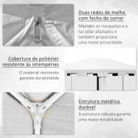 Outsunny Tenda de Jardim 4x3 m Tenda Desmontável com 4 Mosqueteiras Laterais 2 Portas e 8 Orifícios de Drenagem Branco(m-5)