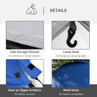 Outsunny Two-Man Dome Tent, with Front Vestibule - Blue/Grey(m-6)