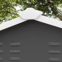 Outsunny 9x 6FT Metal Outdoor Garden Shed, Galvanised Tool Storage Shed w/ Sloped Roof, Lockable Door for Patio Lawn, Dark Grey(m-8)