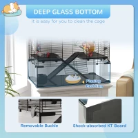 PawHut Gerbil Cage, Dwarf Hamster Cage, with Deep Glass Bottom, Tunnels, Ramps, Hut, Exercise Wheel, 78.5 x 48.5 x 57cm(m-6)