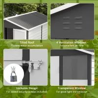 Outsunny 9x 6FT Metal Outdoor Garden Shed, Galvanised Tool Storage Shed w/ Sloped Roof, Lockable Door for Patio Lawn, Dark Grey(m-5)