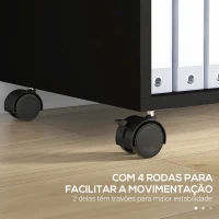 Vinsetto Armário para Impressora com Rodas e 2 Gavetas Fechadura e Prateleiras Abertas 90x3,5x68,5 cm Castanho Rústico e Preto(m-8)