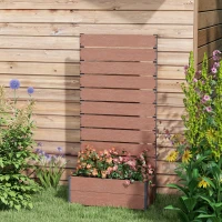 Outsunny 34 x 69.5cm Garden Planter Box, with Back Trellis, Brown(m-7)