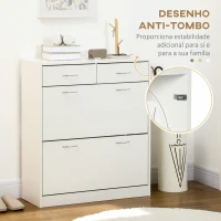 HOMCOM Sapateira Estreito com 2 Compartimentos e 2 Gavetas para 12 Pares de Sapatos 80x30x91,5 cm Branco(m-7)