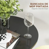 HOMCOM Mesa de Bar Redonda Mesa Alta de Cozinha Moderna com Estrutura de Aço para 2 Pessoas Ø60x102 cm Preto(m-5)
