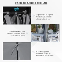 Outsunny Pégola de Jardim Pérgola de Exterior com Paredes Laterais Amovíveis e Estrutura de Aço 398x300x272 cm Cinza(m-5)
