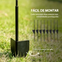 Outsunny Cerca de Jardim com 4 Painéis 88x110 cm Cercas Decorativas de Exterior de Aço com Ângulo Ajustável para Pátio Preto(m-4)