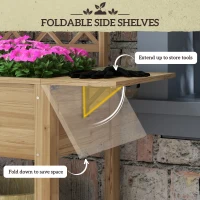 Outsunny Strat de Grădină Înălțat cu Grilaj pentru Plante, Jardinieră Înălțată cu Rafturi Laterale Pliabile, 243.5x192x195 cm, Gri(m-5)
