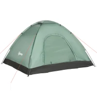 Outsunny Tenda da Campeggio 2 Posti con Porta a Cerniera, Zanzariera e Sacca di Trasporto, 206x185x120cm, Verde(m-10)