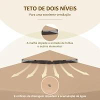 Outsunny Cobertura de Substituição para Pérgola 300x300 cm com Duplo Teto e 8 Orifícios de Drenagem Cáqui(m-5)