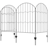 Outsunny Cerca de Jardim com 4 Painéis 88x110 cm Cercas Decorativas de Exterior de Aço com Ângulo Ajustável para Pátio Preto(m-11)