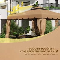 Outsunny Cobertura de Substituição para Pérgola 300x300 cm com Duplo Teto e 8 Orifícios de Drenagem Cáqui(m-4)