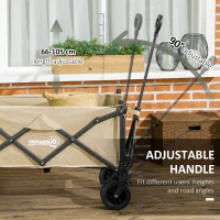 Outsunny Folding Garden Trolley, Outdoor Wagon Cart with Carry Bag, for Beach, Camping, Festival, 120KG Capacity, Khaki(m-5)